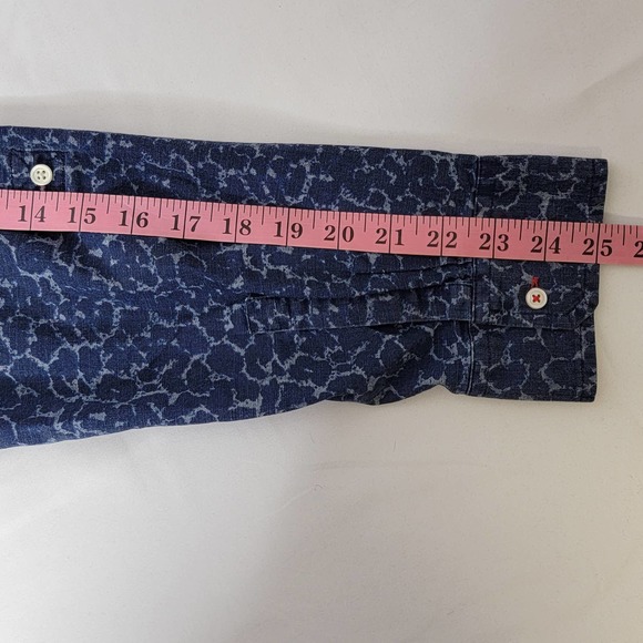 EUC Talbots Acid Wash Navy Women's Size 14 Long Sleeve Button Down Shirt Top WOW - Picture 7 of 7